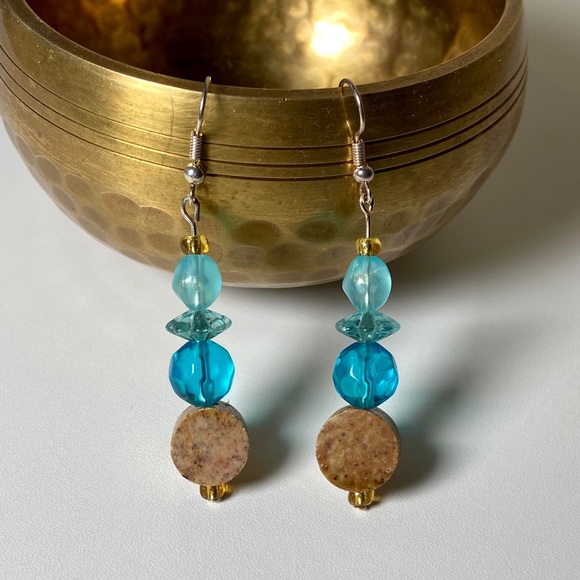 Handmade Earrings - Stone Bead Dangle - Picture 3 of 5